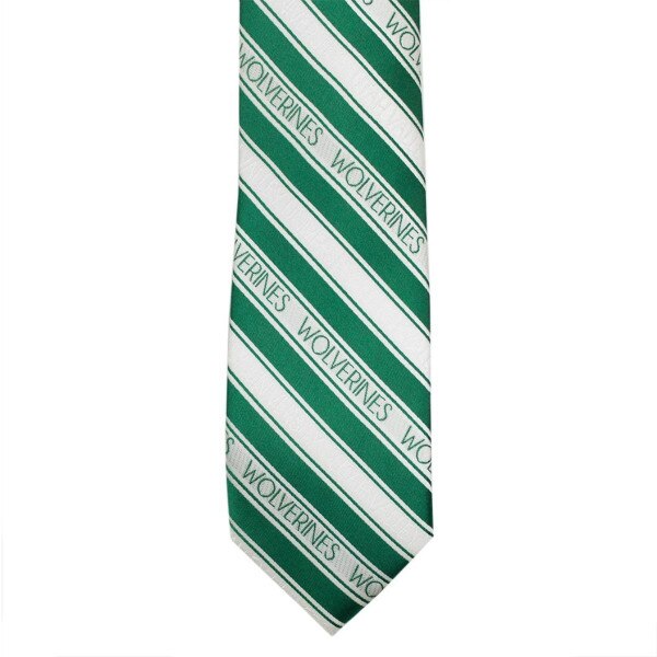 Stripped green and white youth tie
